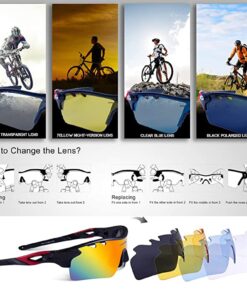 MEKBOK men's polarized sports bike sunglasses with 5 interchangeable lenses for running, golf, fishing, hiking, baseball 12 71sTv dsgwL