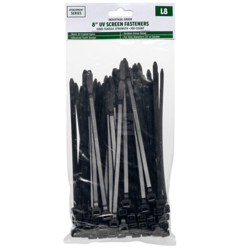 Outdoor UV Zip Tie Fasteners (8in, Black) 8 Inch