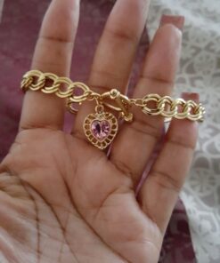 1928 Jewelry Women's Swarovski Element Crystal Heart Charm Toggle Link Bracelet Light Rose Pink 17 71sVMn06m4L