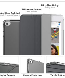 MoKo Case Fit New iPad Mini 5 2019/Mini 4 2015 (5th/4th Generation 7.9 inch), Slim Lightweight Smart Shell Stand Cover with Translucent Frosted Back Protector, with Auto Wake/Sleep,Space Gray Space Gray 28 71sVvuLUsKL
