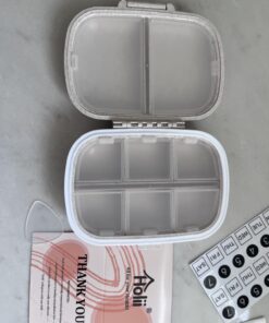 Holii Travel Pill Organizer, 8 Compartments Portable Pill Case, Daily Pill Box to Hold Vitamins, Small Pill Container for Pocket Purse Medicine Organizer(Khaki) Khaki 42 71sWTuo3GnL