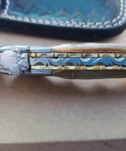 Custom made damascus blade & bolsters ram horn handle,with genuine leather sheath 5060-RD 30 71sWgqbG51L