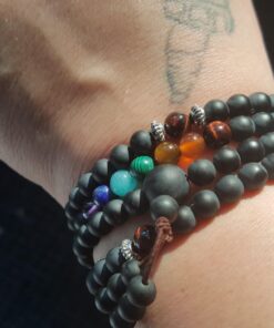 COAI 108 Japa Mala 7 Chakra Stone Wrap Bracelet Necklace Matte Onyx 33 71sX7fJlrbL