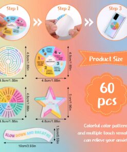 60 Pcs Calm Stickers Sensory Strips, 2 Different Textured Anxiety Sensory Stickers Tactile Rough Calming Stickers Adhesives Anxiety Fidget Relief Breath Stickers for Desk, Phone Adults Teens Anxiet Style B 10 71sXCLAG3GL