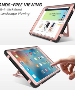 BENTOBEN Case for iPad Air 2/iPad 9.7 2017/2018/Pro 9.7, iPad 5th/6th Generation Case, Glitter 3Layer Full Body Protective Kickstand Durable Leather Shockproof Girls Women Kids Tablet Cover, Rose Gold K381-Rose Gold 31 71sZ4MAfeIL
