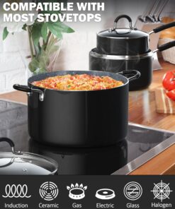 Cook N Home Pots and Pans Nonstick Kitchen Cookware Sets include Saucepan Frying Pan Stockpots 8-Piece, Heavy Gauge, Stay Cool Handle, Marble 9 71sZLlsFelL