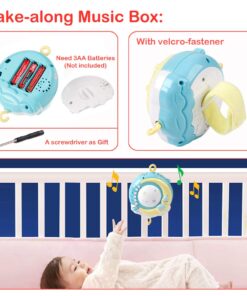 Mini Tudou Baby Musical Mobile Crib with Music and Lights, Timing Function, Projection, Take-Along Rattle and Music Box for Babies Boy Girl Toddler Sleep Blue 19 71sa2CiaGYL