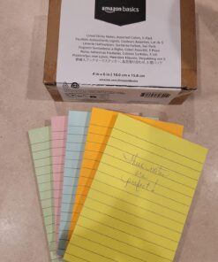 Amazon Basics Lined Sticky Notes, 4 x 6-Inch, Assorted Colors, 5-Pack 30 71saYmLlkL