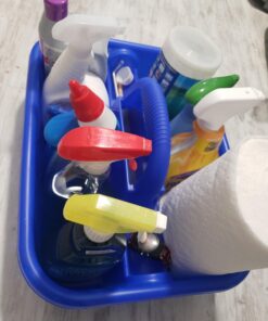 Akro-Mils 09185 Plastic Tote Tool & Supply Cleaning Caddy with Handle, (18-3/8-Inch x 13-7/8-Inch x 9-Inch), Blue (09185BLUE) Tote Caddy 35 71sb1WlQr4L 1