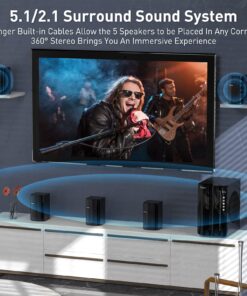 Alternative view of Bobtot Surround Sound Speakers Home Theater Systems 6.5 inch Subwoofer 800W 5.1/2.1 Channel Stereo Home Audio System with HDMI ARC Optical Bluetooth Input for 4K TV Ultra HD AV DVD FM Radio USB