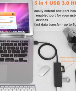 USB Hub 3.0 Splitter, TSUPY USB 3.0 Hub Multi USB Adapter Port Expander with 4ft Cable, SD/TF Card Reader & 3 USB 3.0 Ports Compatible for PC, Laptops, Surface Pro, MacBook, iMac Pro 4 FT 33 71sbqgmuAkL