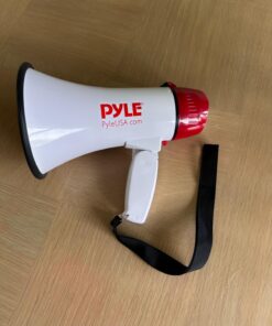 Pyle Megaphone Speaker PA Bullhorn - 20 Watts & Adjustable Vol Control w/ Built-in Siren & 800 Yard Range for Football, Baseball, Hockey, Cheerleading Fans & Coaches or for Safety Drills - PMP20,White 37 71sdFhjdv2L 1