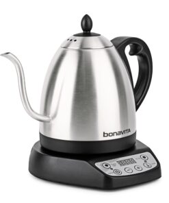 Bonavita 1L Digital Variable Temperature Gooseneck Electric Kettle for Coffee Brew and Tea Precise Pour Control, 6 Preset Temps, Café or Home Use, 1000 Watt, Stainless Steel Brushed Stainless Steel 25 71sdOEP1tPL