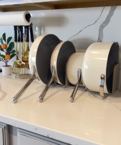 Caraway Nonstick Ceramic Cookware Set (12 Piece) Pots, Pans, 3 Lids and Kitchen Storage - Non Toxic, PTFE & PFOA Free - Oven Safe & Compatible with All Stovetops (Gas, Electric & Induction) - Cream 43 71sdmi43PuL 1