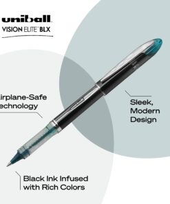 Alternative view of Uniball Vision Elite BLX Rollerball Pens, Blue/Black Pens Pack of 12, Micro Pens with 0.5mm Ink Black Pen