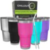 CHILLOUT LIFE 30 oz Stainless Steel Tumbler with Lid - Double Wall Vacuum Insulated Large Travel Coffee Mug with Splash Proof Lid and Straw for Hot & Cold Drinks, Pink Tumbler 30oz (pack of 1) Hot Pink 39 71seOa4CfL