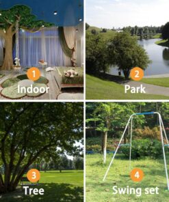 HYCLAT Saucer Tree Swing - 40”Spider Web Tree Swing Net Swing Platform Rope Round Swing 70" Detachable Nylon Rope Swivel, Max 600 Lbs Capacity, Extra Safe and Durable for Kids 20 71seyClSdeL