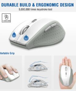 E-YOOSO Wireless Mouse, Computer Mouse 18 Months Battery Life Cordless Mouse, 5-Level 4800 DPI, 6 Button Ergo Wireless Mice, 2.4G Portable USB Wireless Mouse for Laptop, Mac, Chromebook (White Gray) White Gray 10 71sf1qpdr4L