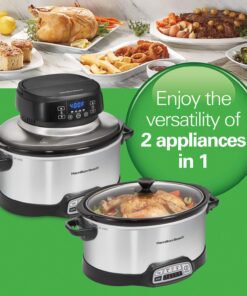 Alternative view of Hamilton Beach 6 Quart Programmable Slow Cooker With Flexible Easy Programming, 5 Cooking Times, Air Fry Lid with 4 Settings, Dishwasher-Safe Crock, Silver (33061) Air Fry Lid with 4 Settings, 6 Quart