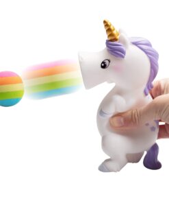 Hog Wild White Unicorn Popper Toy - Shoot Foam Balls Up to 20 Feet - 6 Rainbow Balls Included - Age 4+ 10 71shrpaekLL