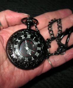 Realpoo Black Hollow Men's Pocket Watch, Roman Digital Scale Men's Quartz Pocket Watches, Quartz Pocket Watch with Chain for Men-Black 36 71siOxJ6YmL