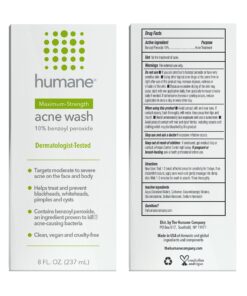 Alternative view of humane Maximum-Strength Acne Wash - 10% Benzoyl Peroxide Acne Treatment for Face, Skin, Butt, Back and Body - 8 Fl Oz - Dermatologist-Tested Non-Foaming Cleanser - Vegan, Cruelty-Free 8 oz