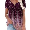 Mystry Zone Womens Henley V Neck Casual Blouse Button Down T Shirts Flare and Flowy Tops 2-dot Purple XX-Large 16 71sjSF6ybPL
