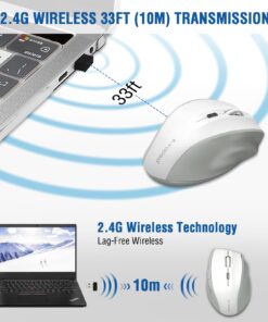 E-YOOSO Wireless Mouse, Computer Mouse 18 Months Battery Life Cordless Mouse, 5-Level 4800 DPI, 6 Button Ergo Wireless Mice, 2.4G Portable USB Wireless Mouse for Laptop, Mac, Chromebook (White Gray) White Gray 9 71sk89eY3RL