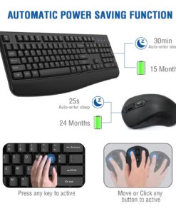 Alternative view of Wireless Keyboard and Mouse Combo, EDJO 2.4G Full-Sized Ergonomic Computer Keyboard with Wrist Rest and 3 Level DPI Adjustable Wireless Mouse for Windows, Mac OS Desktop/Laptop/PC black