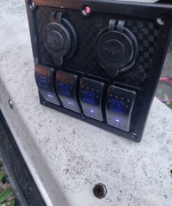 FXC Waterproof Marine Boat Rocker Switch Panel 4 Gang with Dual USB Slot Socket + Cigarette Lighter Blue LED Light for Car Rv Vehicles Truck 21 71sm 4NPgnL