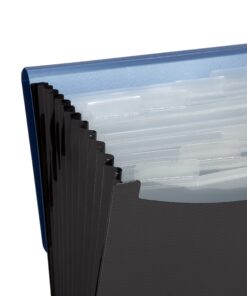 Smead Poly Frequency Expanding File, 12 Pockets, Flap and Cord Closure, Letter Size, Blue/Black (70863) 19 71sm0dxpl6L
