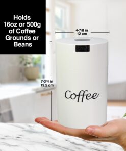 Coffeevac 1LB – Patented Airtight Container | Multi-use Vacuum Container Works as Smell Proof Containers for Ground Coffee and Coffee Bean Containers. White with Logo 10 71snQMKdYIL