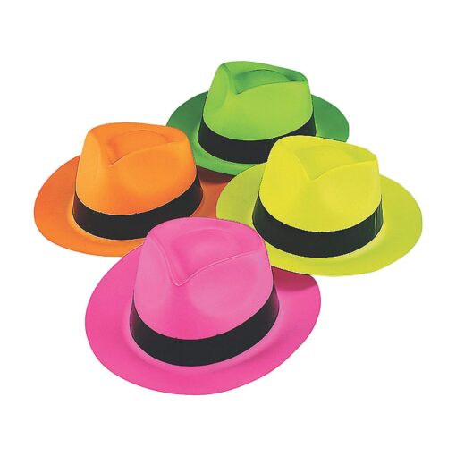 Fun Express Neon Color Plastic Gangster Hats for Party - Apparel Accessories - Hats - Party Hats - Party - 12 Pieces 1