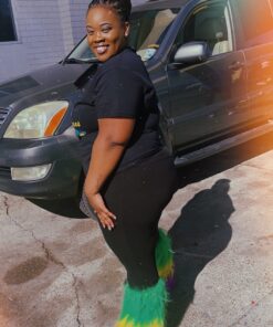 MARDI GRAS FURRY LEG COVERS Standard Size Purple / Yellow / Green 22 71sojRbFjVL