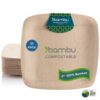 Bambu, Disposable, Biodegradable and Compostable Bamboo Plates. Square 9 Inch, Great For Parties, Wedding, Events and Picnics or any occasion. 9", Pack of 25 9 Inches, Pack of 25 20 71sonzolhNL