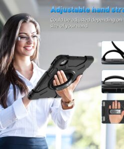 SUPFIVES Case for iPad Air 5th Generation 10.9 Inch 2022: Military Grade Silicone Protective Cover for iPad Air 4th Gen/iPad Pro 11 with Pencil Holder+ Rotating Stand+ Handle+ Shoulder Strap(Black) iPad Air 5th / 4th Generation 10.9 Inch Black 13 71sp nieKML