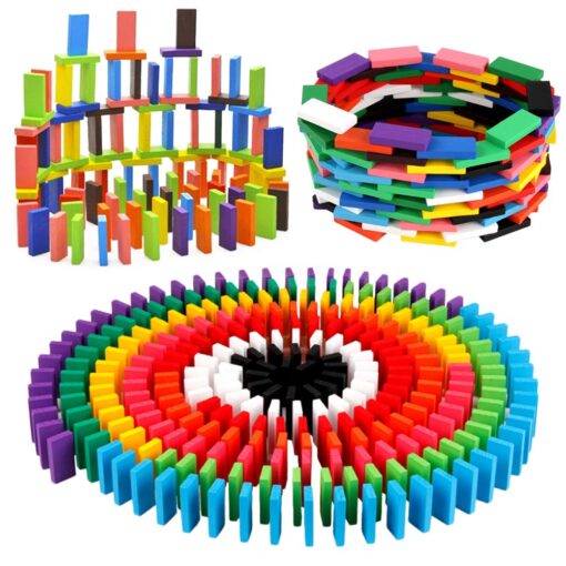 BigOtters Super Domino Blocks, 360PCS Bulk Domino Start Kit 12 Colorful Wooden Domino Blocks Educational Racing Game for Kids Birthday Party Favor Medium