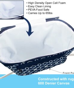Picnic at Ascot Patented Insulated Folding Picnic Basket Cooler- Designed & Quality Approved in the USA Trellis Blue 10 71spxgmvGL