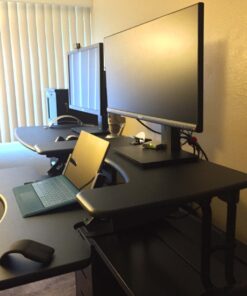 Vari - VariDesk Pro Plus 36 - Desktop Standing Desk Converter - Adjustable Desk Riser with 11 Height Settings - Sit Stand Desk Dual Monitor Standing Desk Riser with Spring Loaded Lift (Black) Black 42 71srDziYXOL