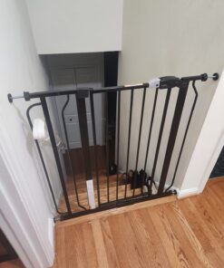 Regalo Easy Step Extra Tall Walk Thru Baby Gate, Bonus Kit, Includes 4-Inch Extension Kit, Pressure Mount Kit and Wall Cups and Mounting Kit, Black, 4 Count (Pack of 1) 25 71srjWJAsAL