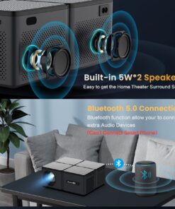 Projector wtih WiFi and Bluetooth 4K Supported - 680ANSI Outdoor Movie Native 1080P Projector with 300" Display & Zoom, MaxAngel Portable Home Theater Video Projector for Phone,TV Stick, PS5, Laptop black 26 71srqdNjDwL