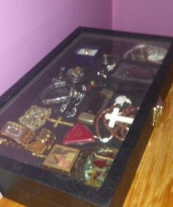 Novel Box Large Glass Top Black Leatherette Metal Clasp Jewelry Display Case 14.75X8.25X2.1 + NB Cleaning Cloth Large: 14.75X8.25X2.1 16 71ssJkL0I3L