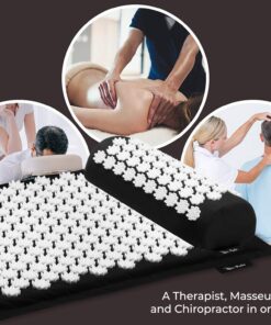 Dr Relief Acupressure Mat 28" x 17" - Shiatsu Intervention Mat & Pillow Gift Set - Quick Back & Neck Pain Relief for Men & Women, Cushion for Sciatica, Trigger Point Therapy, Stress Relief Black/White Spikes 22 71st08RyIL 1