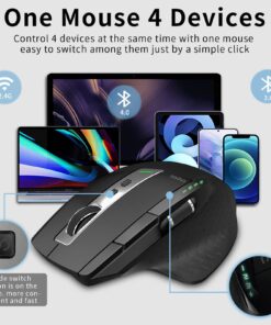 Alternative view of Rapoo Bluetooth Wireless Mouse, 4 Adjustable DPI Rechargeable , Multi-Device (3 Bluetooth+USB) Programmable Ergonomic Mouse with Side Roller, Laser Mouse for Laptop Desktop PC