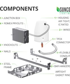 Sunco 12 Pack 4 Inch Recessed Lighting Housing Can Light New Construction, Air Tight Steel Ceiling Can, 120-277V, Hard Wired, TP24 Connector, Easy Install, IC Rated, UL Listed 13 71suXX21VfL