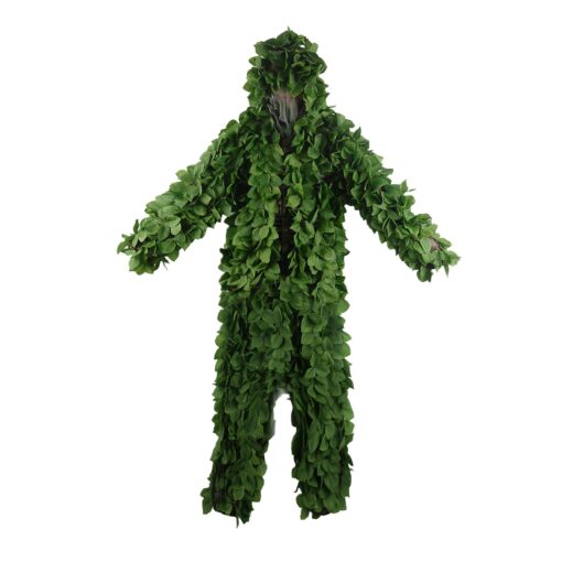 HYOUT Hooded Ghillie Suit Camo Suit Woodland and Forest Design Army Sniper Military 3D Green Leaf Clothing for Jungle Hunting Shooting Airsoft Wildlife Party