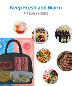 DALINDA Lunch Bag Lunch Box for Women Men Reusable Insulated Lunch Tote Bag,Leakproof Thermal Cooler Sack Food Handbags Case High Capacity forTravel Work School Picnic- Black 31 71sv3nfjNL
