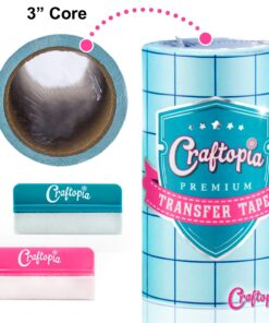 Craftopia transfer paper tape roll 6 inch x 50 feet clear with blue alignment grid, 10 bonus ft perfect for cricut cameo self adhesive vinyl for signs stickers decals walls doors windows 6" x 50' 19 71swCO5VfZL