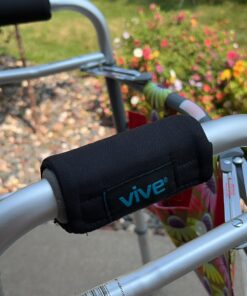 Vive Walker Handle Cushions - Padded Hand Covers - Soft Cushion Padding Medical for Folding Rolling Wheelchair, Rollator Handle, Senior, Elderly Grippers - Crutch Handle Pad Grips - Mobility Aid Black 33 71swEtszEiL