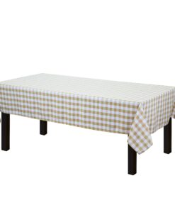 Gee Di Moda Checkered Rectangle Tablecloth - 60 x 102 Inch - Gold & White Checkered Table Cloth for 6 Foot Table in Washable Polyester - Great for Family Dinner, Indoor or Outdoor Parties & More Gold and White Checkered